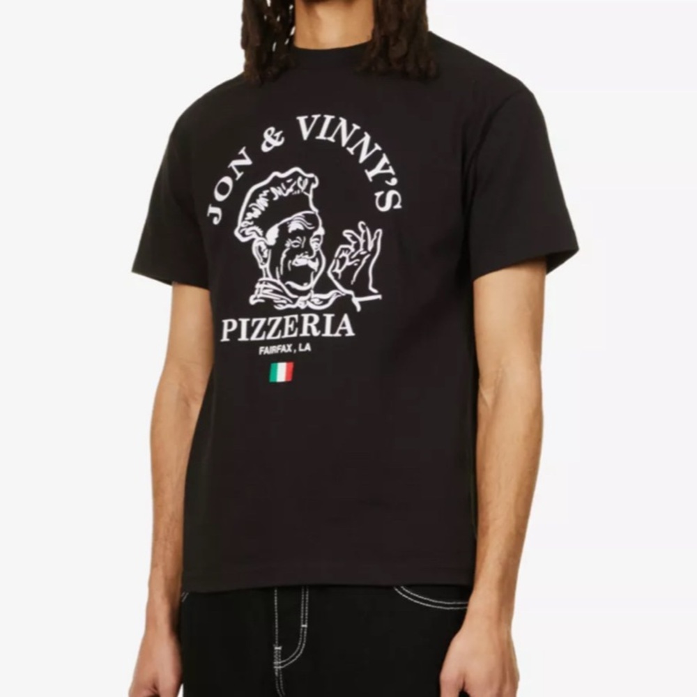 JON & VINNY'S OG Pizza Man slim-fit cotton-jersey T-shirt black size‎ xl